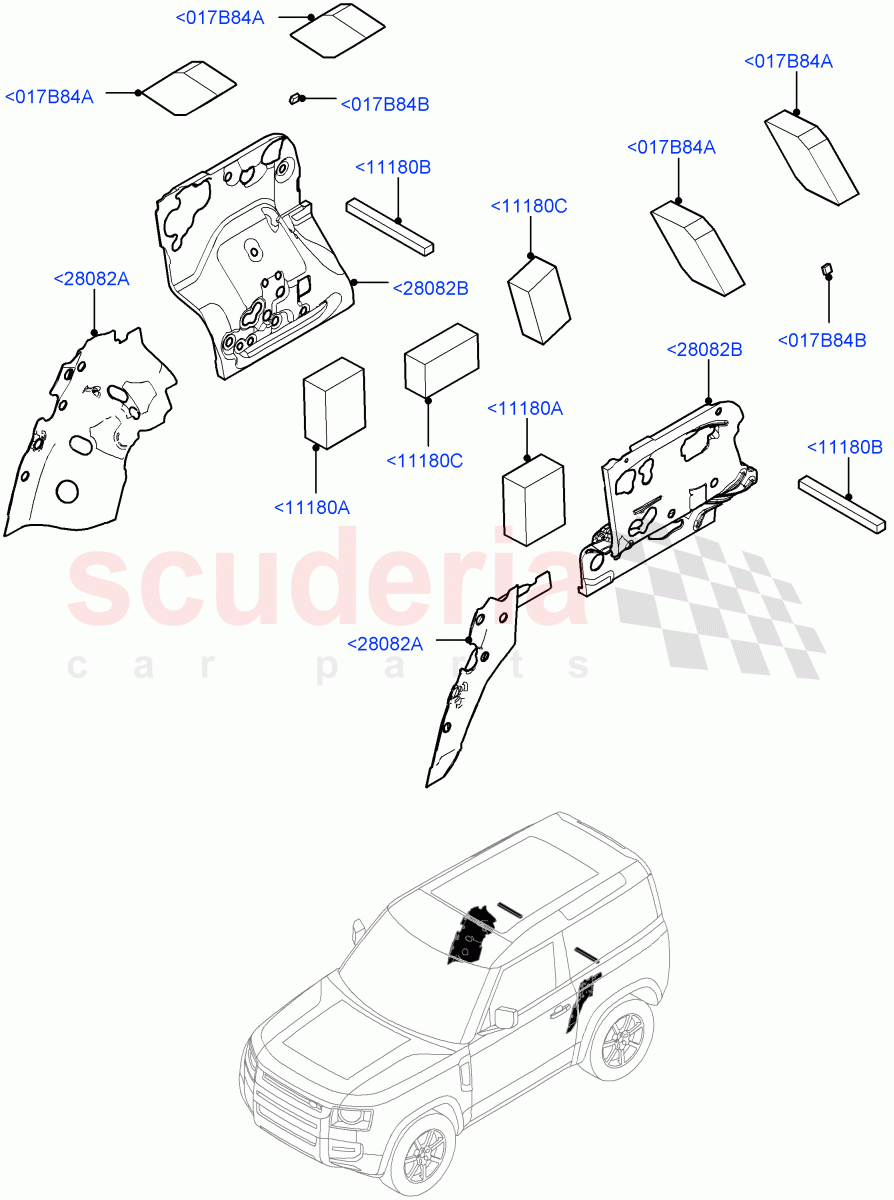 Insulators - Rear(Luggage Compartment)(Short Wheelbase) of Land Rover Land Rover Defender (2020+) [2.0 Turbo Diesel]