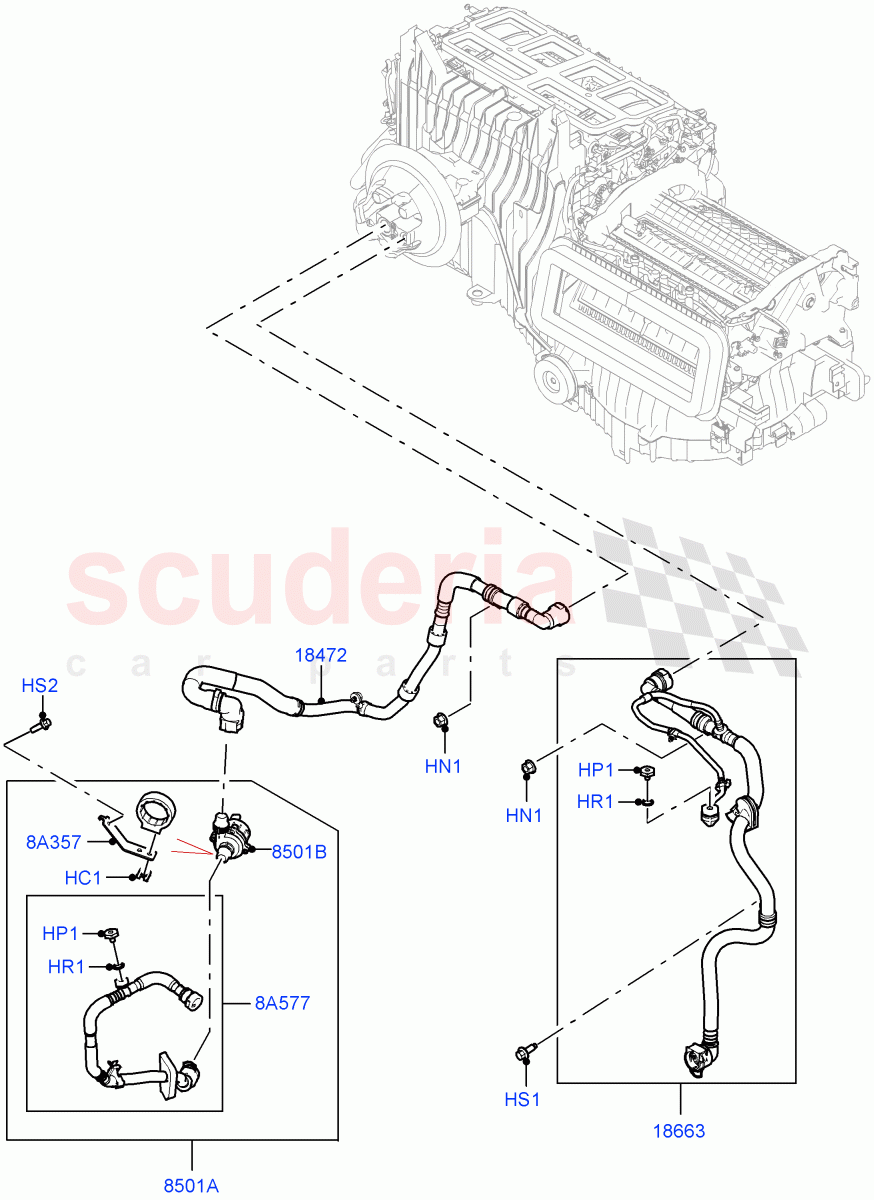 Heater Hoses (3.0L AJ20D6 Diesel High, With Ptc Heater, With Air Conditioning - Front/Rear, Less Heater) of Land Rover Land Rover Range Rover (2022+) [3.0 I6 Turbo Petrol AJ20P6]