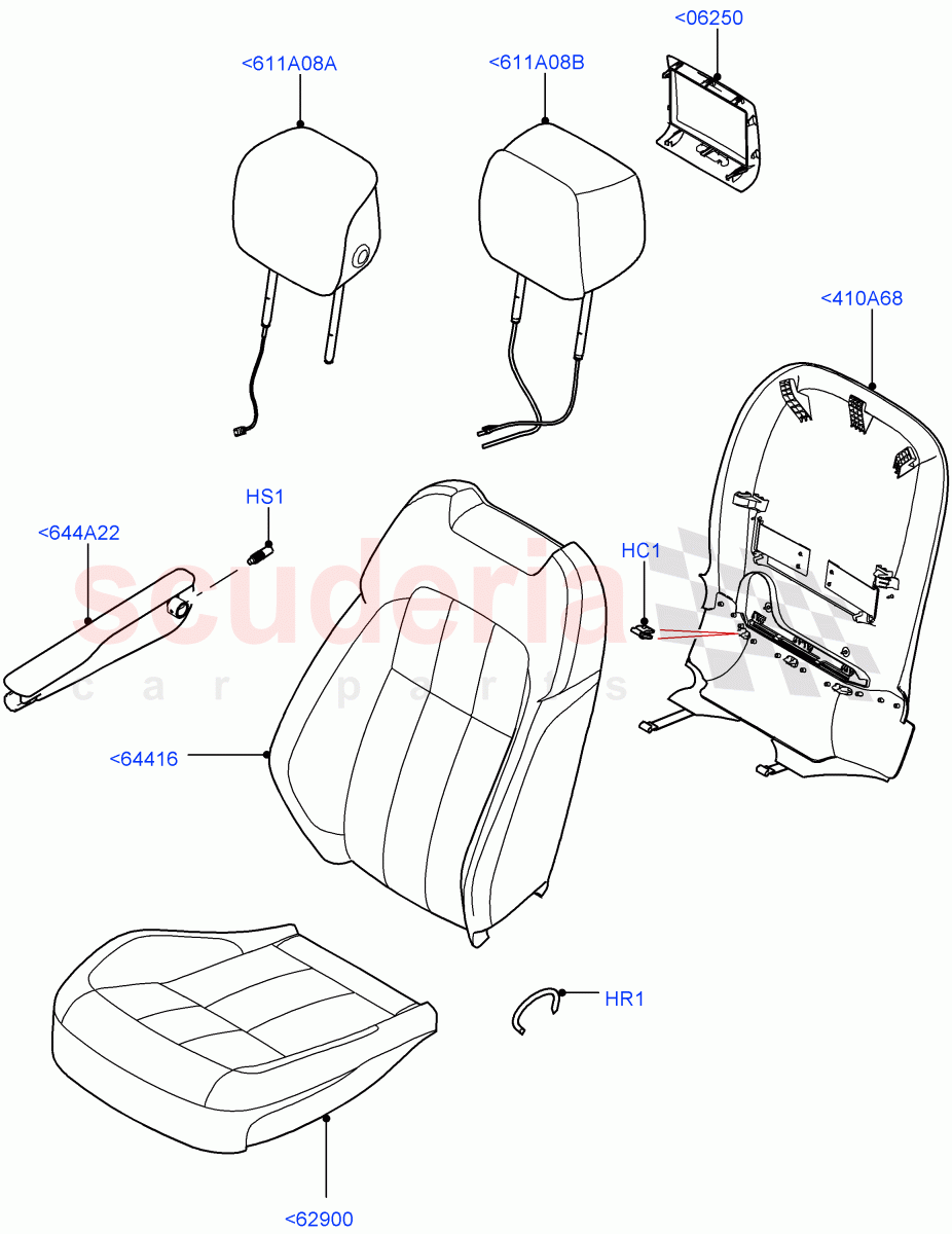 Front Seat Covers(Perf Windsor Leather/Suede,Version - Core,Non SVR)((V)FROMJA000001) of Land Rover Land Rover Range Rover Sport (2014+) [2.0 Turbo Petrol GTDI]