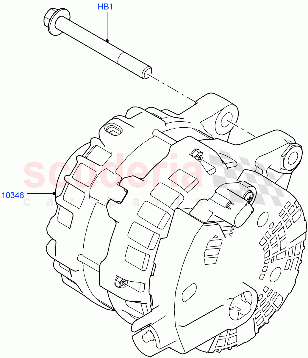 Alternator And Mountings(3.0L AJ20D6 Diesel High,Less Electric Engine Battery,2.0L I4 High DOHC AJ200 Petrol,2.0L I4 DSL HIGH DOHC AJ200)((V)FROMHA000001) of Land Rover Land Rover Range Rover Sport (2014+) [3.0 Diesel 24V DOHC TC]