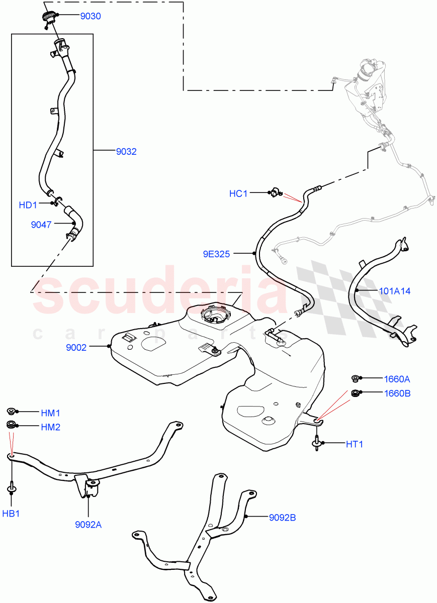 Fuel Tank & Related Parts (4.4 V8 Turbo Petrol (NC10), Fuel Tank Filler Neck - DMTL) of Land Rover Land Rover Range Rover (2022+) [4.4 V8 Turbo Petrol NC10]