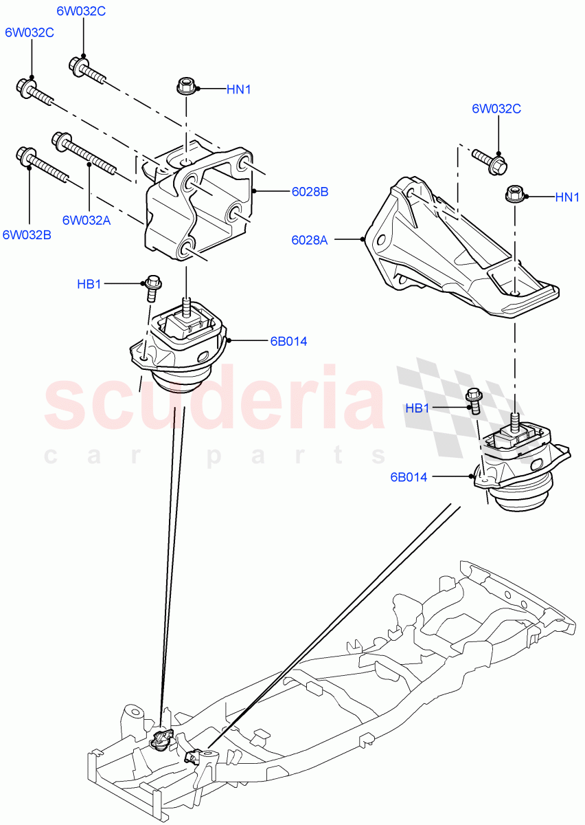 Engine Mounting(Lion Diesel 2.7 V6 (140KW))((V)TO9A999999) of Land Rover Land Rover Range Rover Sport (2005-2009) [2.7 Diesel V6]