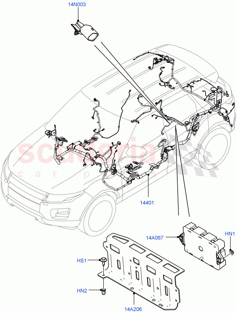 Electrical Wiring - Engine And Dash(Main Harness)(5 Door,Halewood (UK))((V)TOFH999999) of Land Rover Land Rover Range Rover Evoque (2012-2018) [2.0 Turbo Petrol AJ200P]