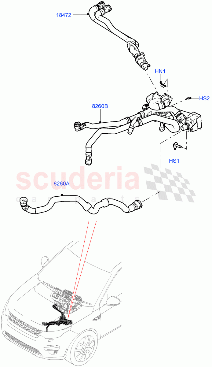 Heater Hoses(1.5L AJ20P3 Petrol High PHEV,Changsu (China))((V)FROMKG446857) of Land Rover Land Rover Discovery Sport (2015+) [2.0 Turbo Petrol AJ200P]