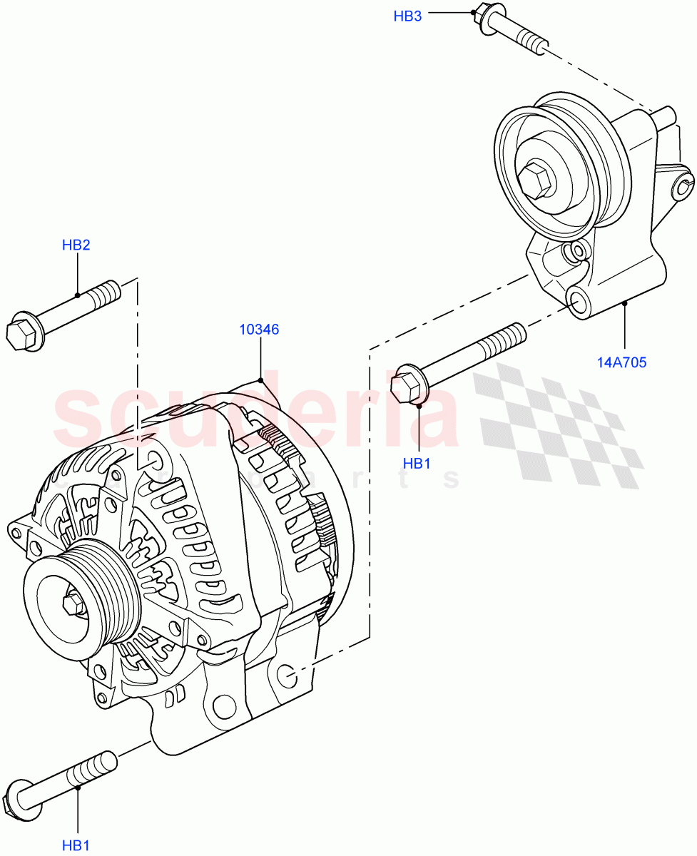 Alternator And Mountings (4.4L DOHC DITC V8 Diesel) of Land Rover Land Rover Range Rover (2012-2021) [5.0 OHC SGDI SC V8 Petrol]