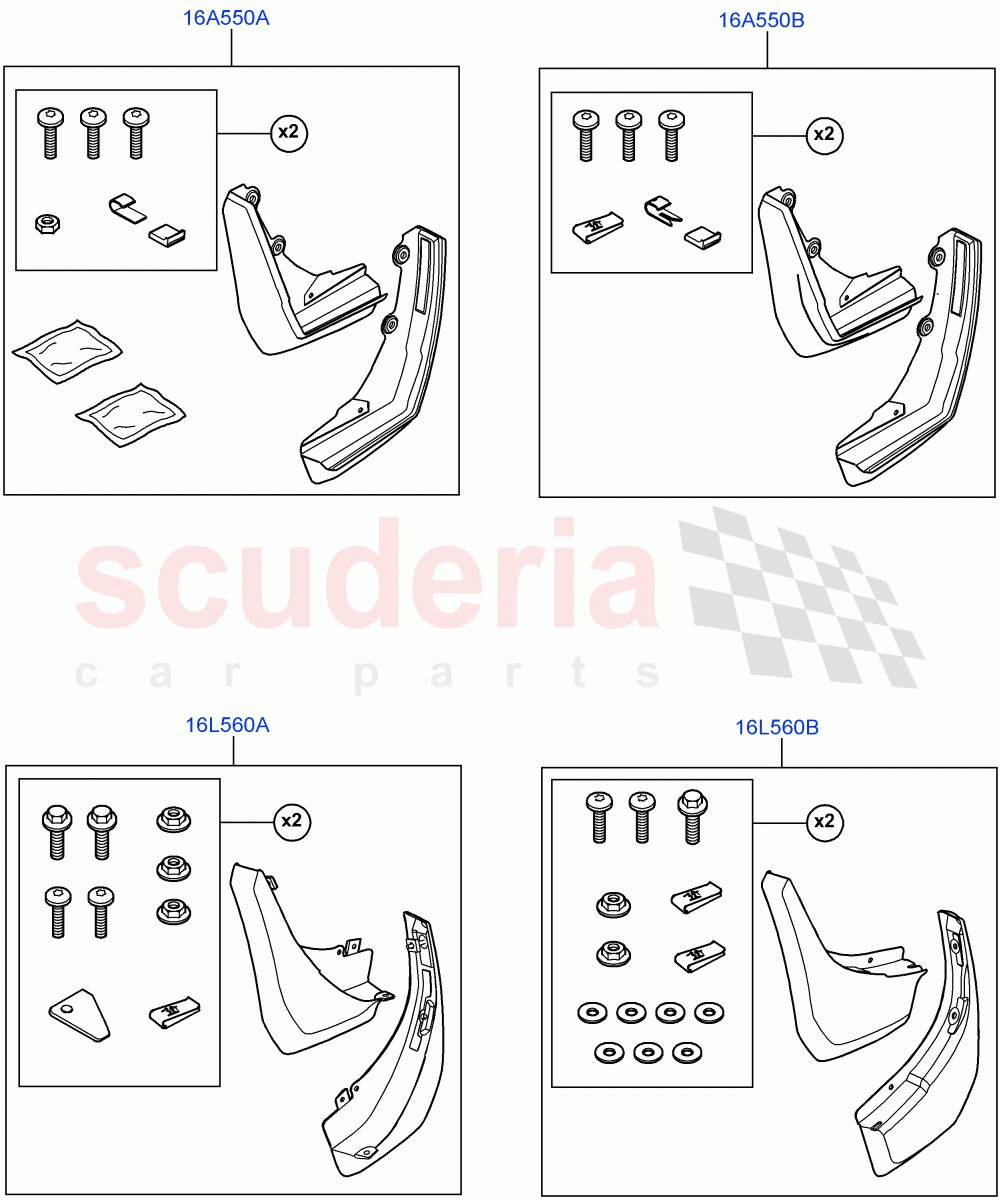 Mudflaps - Front & Rear(Accessory)(Halewood (UK),Itatiaia (Brazil)) of Land Rover Land Rover Range Rover Evoque (2012-2018) [2.0 Turbo Petrol AJ200P]