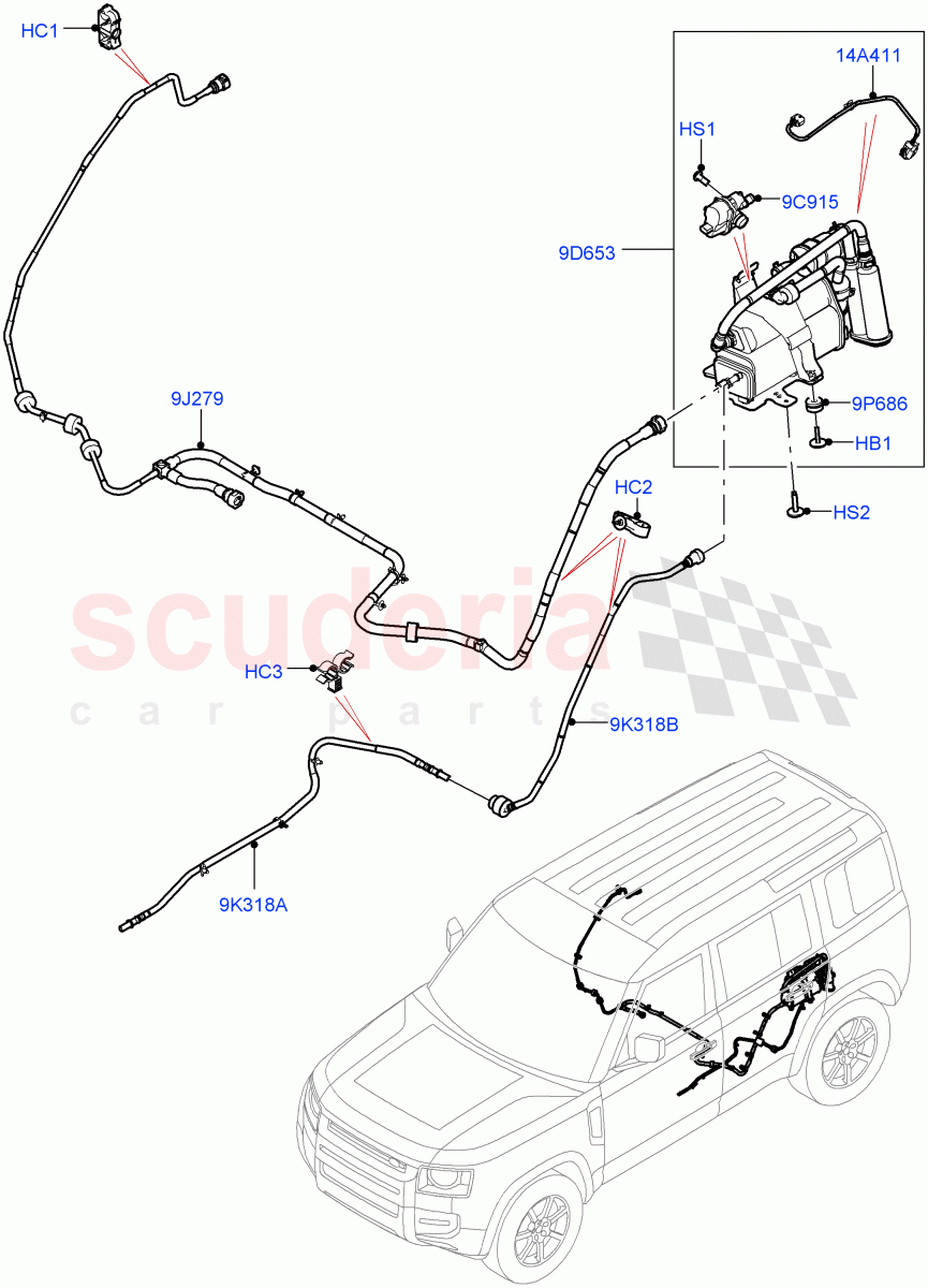 Carbon Canister (Nitra Plant Build) (3.0L AJ20P6 Petrol High, Petrol Tank With Leak Detection) ((V) FROMN2000001, (V) TON2999999) of Land Rover Land Rover Defender (2020+) [3.0 I6 Turbo Petrol AJ20P6]