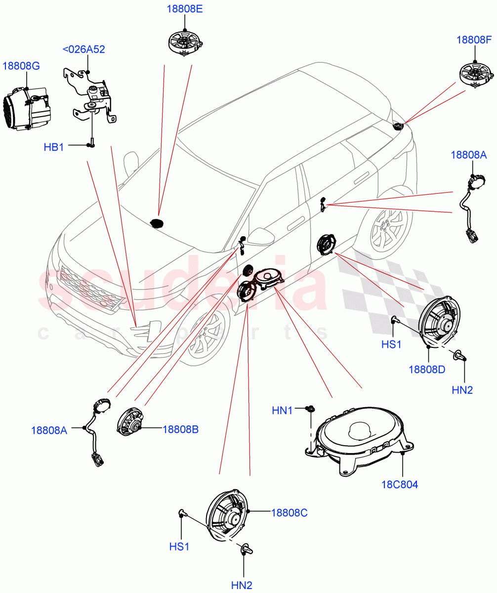 Speakers(Halewood (UK),Premium Audio 1280 W) of Land Rover Land Rover Range Rover Evoque (2019+) [2.0 Turbo Diesel]