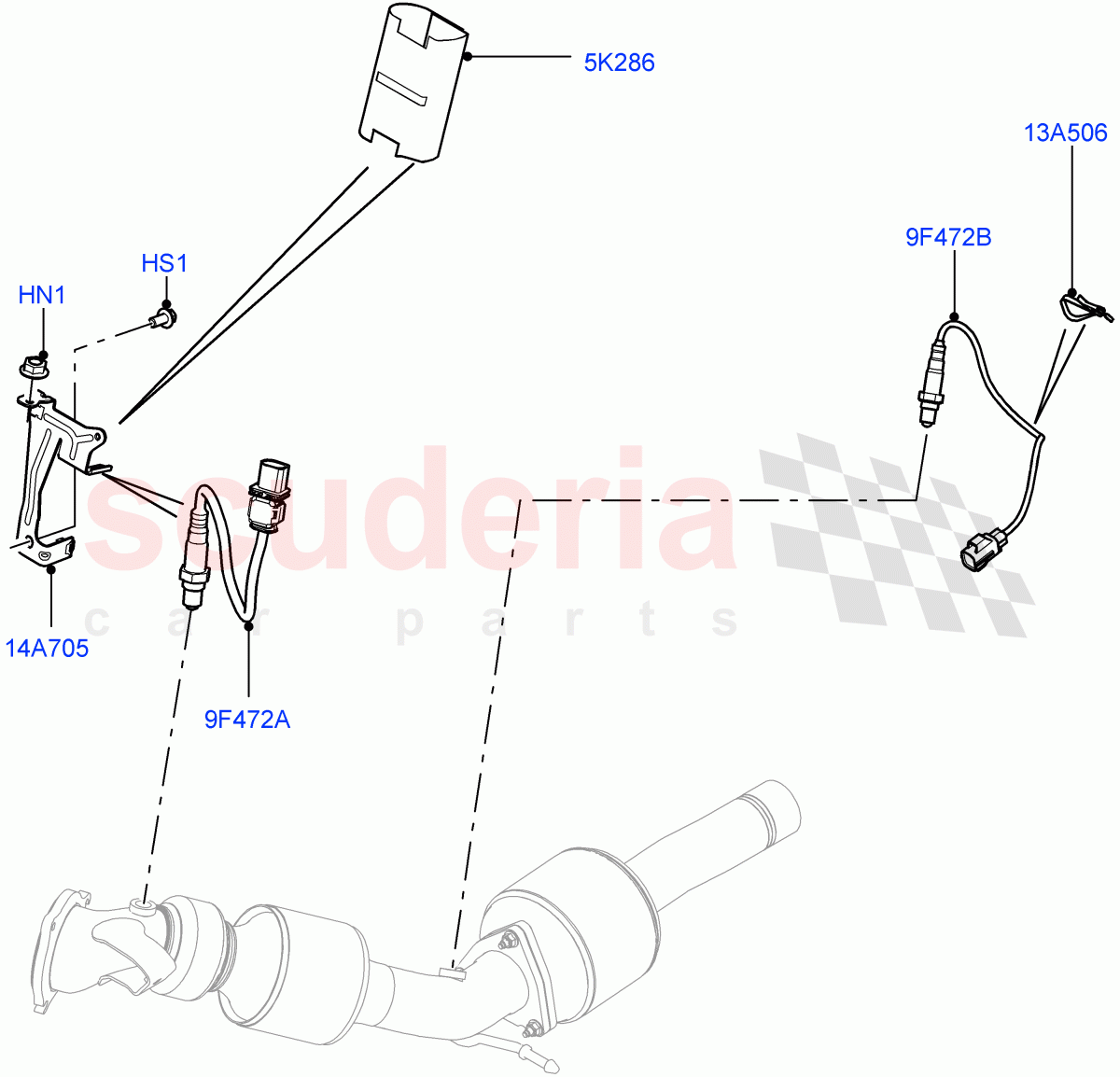 Exhaust System (Exhaust System Sensors) (2.0L 16V TIVCT T/C 240PS Petrol, Changsu (China)) ((V) FROMFG000001) of Land Rover Land Rover Discovery Sport (2015+) [2.0 Turbo Petrol GTDI]