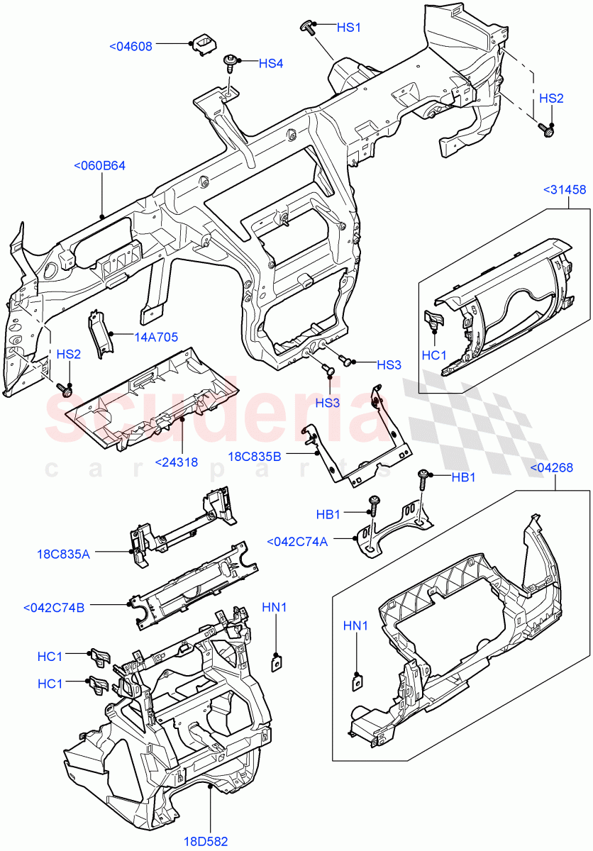 Instrument Panel (Internal Components) ((V) FROMAA000001) of Land Rover Land Rover Range Rover Sport (2010-2013) [5.0 OHC SGDI SC V8 Petrol]