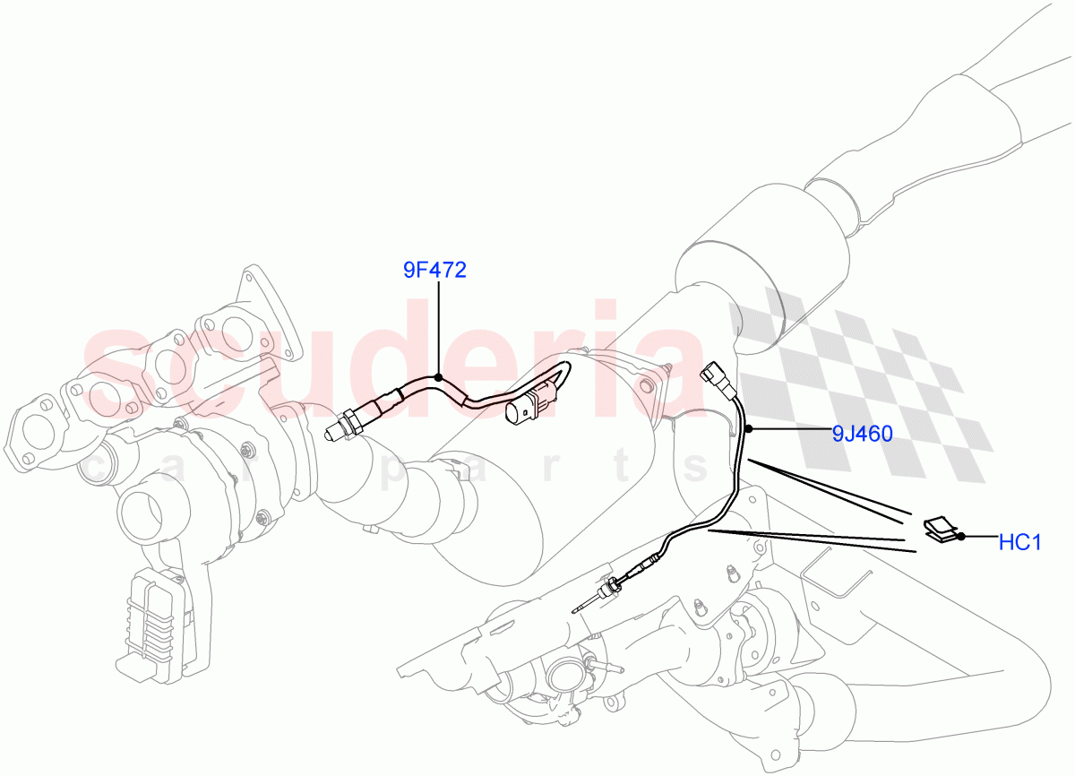 Exhaust System(Exhaust System Sensors)(4.4L DOHC DITC V8 Diesel,Euro Stage 4 Emissions,Proconve L6 Emissions) of Land Rover Land Rover Range Rover Sport (2014+) [4.4 DOHC Diesel V8 DITC]