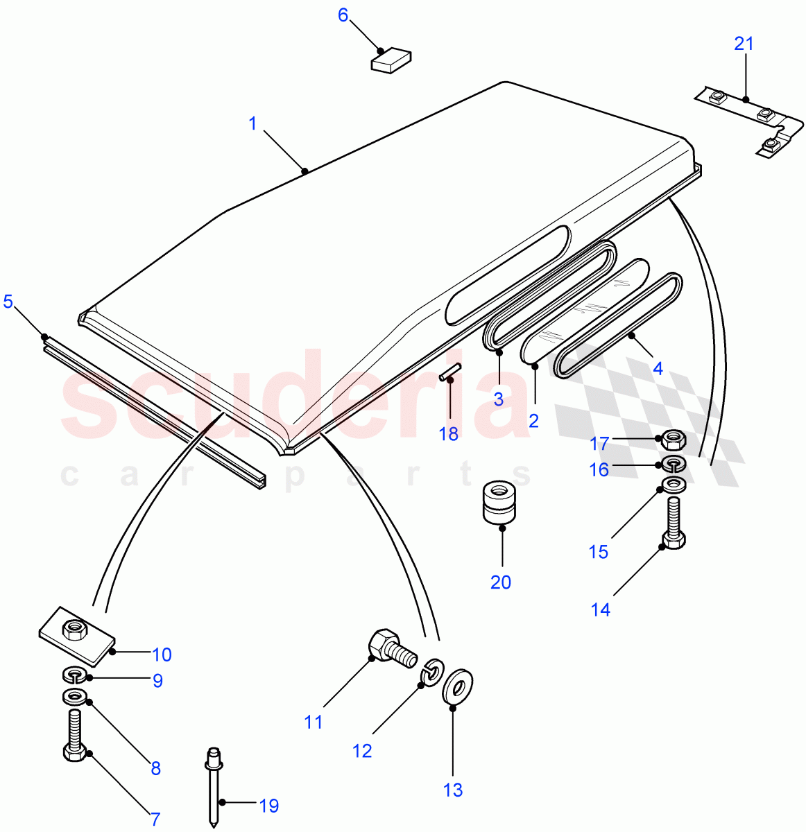 Roof Assembly (Hard Top, 110" Wheelbase, Station Wagon Utility - 5 Door, Station Wagon - 5 Door) ((V) FROM7A000001) of Land Rover Land Rover Defender (2007-2016)