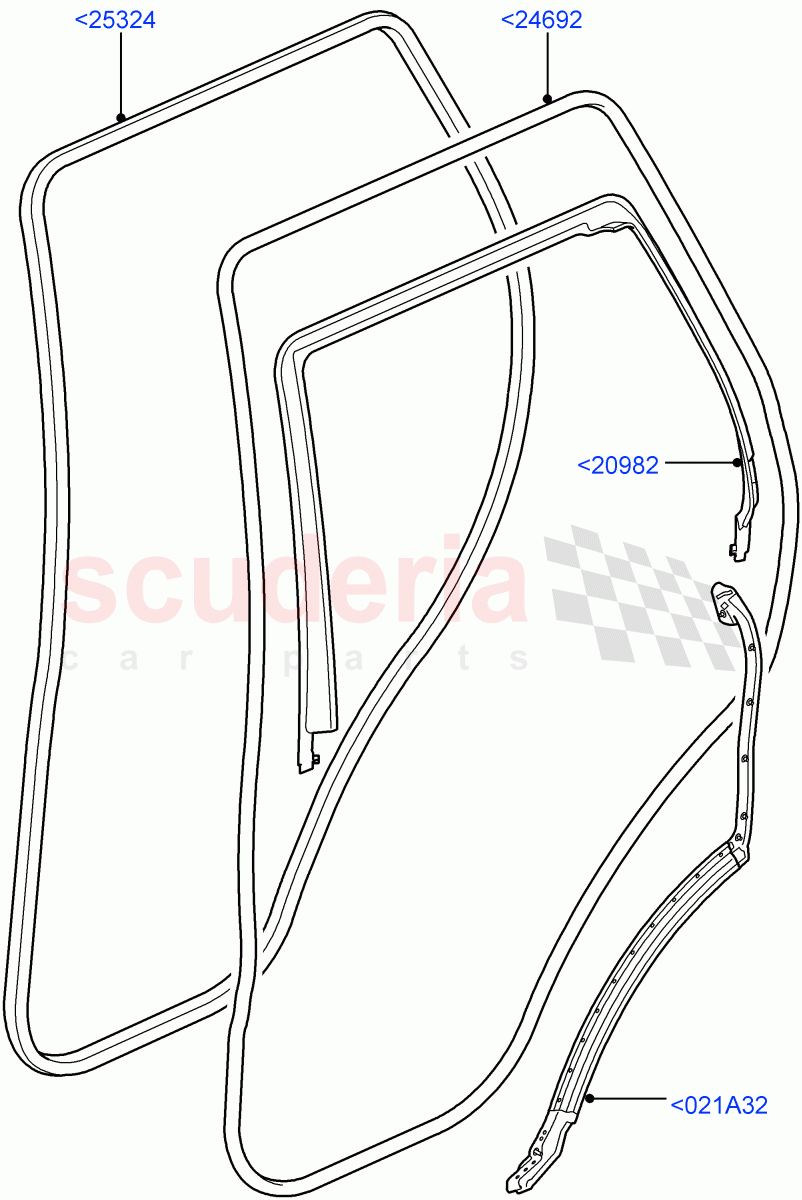 Rear Doors, Hinges & Weatherstrips (Finisher And Seals) ((V) FROMAA000001) of Land Rover Land Rover Range Rover Sport (2010-2013) [3.0 Diesel 24V DOHC TC]