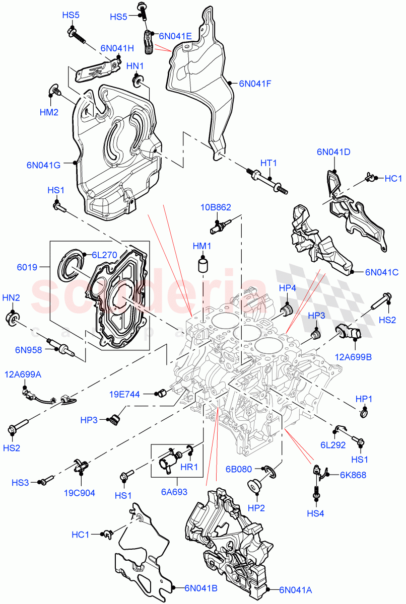 Cylinder Block And Plugs (1.5L AJ20P3 Petrol High, Halewood (UK)) ((V) FROMMH000001) of Land Rover Land Rover Discovery Sport (2015+) [1.5 I3 Turbo Petrol AJ20P3]