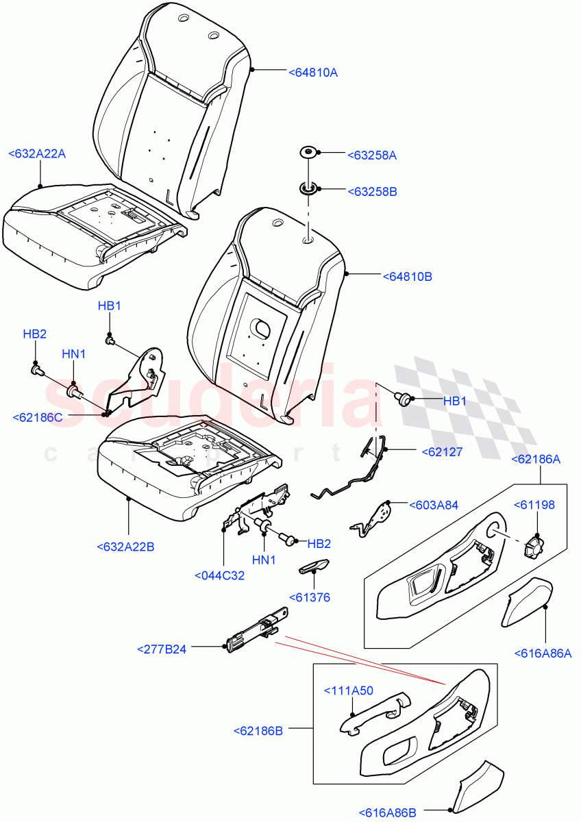 Front Seat Pads/Valances & Heating(Solihull Plant Build, Pads/Valances)((V)FROMHA000001) of Land Rover Land Rover Discovery 5 (2017+) [3.0 I6 Turbo Diesel AJ20D6]