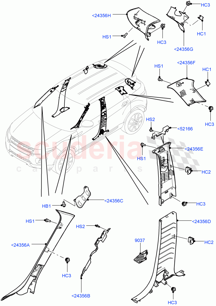 Side Trim (Front And Rear) (5 Door, Halewood (UK)) of Land Rover Land Rover Range Rover Evoque (2012-2018) [2.0 Turbo Petrol AJ200P]