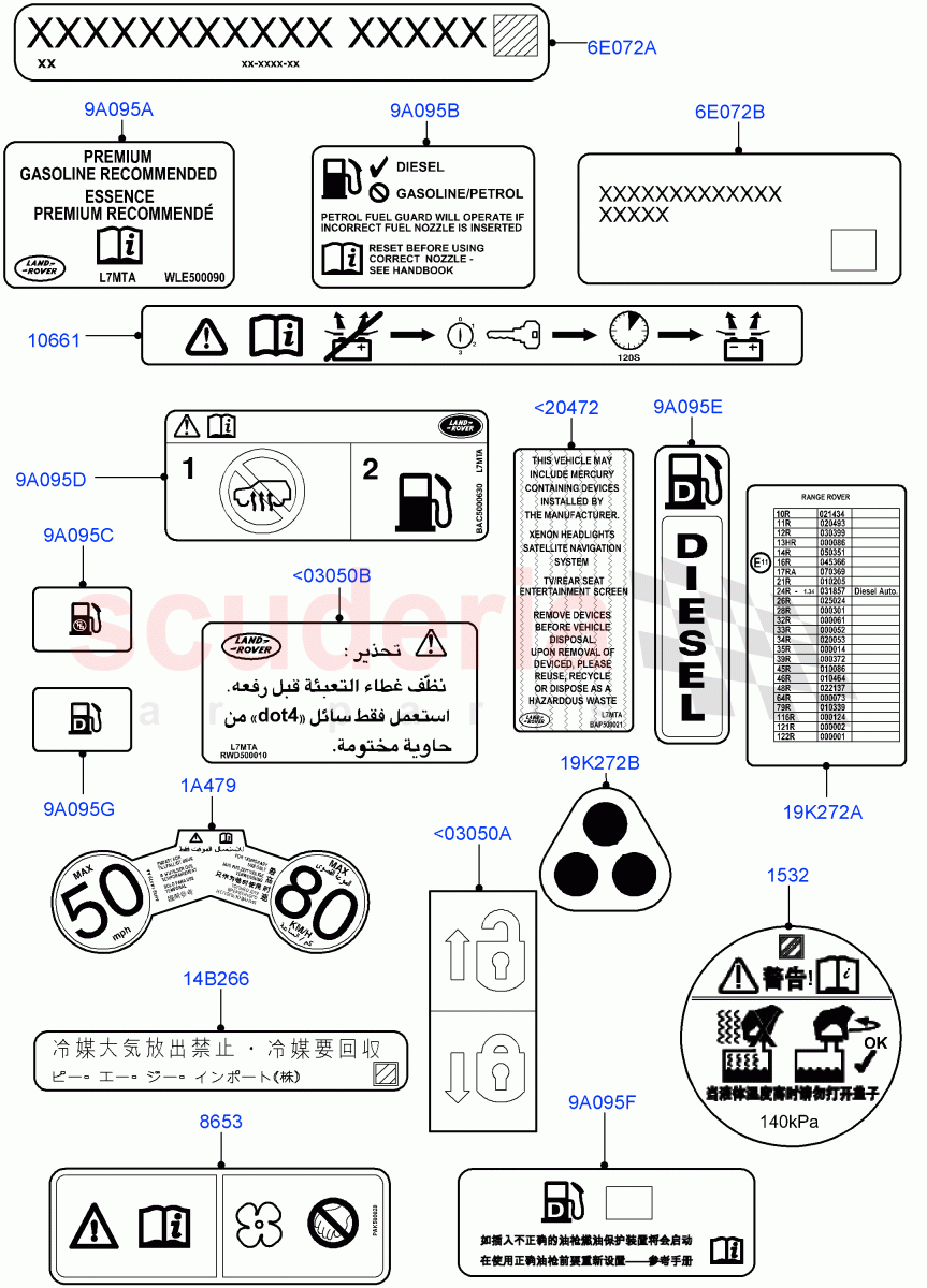 Labels(Body)((V)FROMAA000001) of Land Rover Land Rover Range Rover (2010-2012) [4.4 DOHC Diesel V8 DITC]