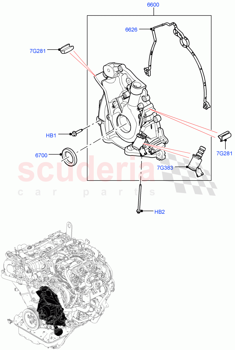 Oil Pump (Solihull Plant Build) (3.0 V6 D Low MT ROW, 3.0 V6 D Gen2 Mono Turbo, 3.0 V6 D Gen2 Twin Turbo) ((V) FROMFA000001) of Land Rover Land Rover Discovery 5 (2017+) [3.0 Diesel 24V DOHC TC]