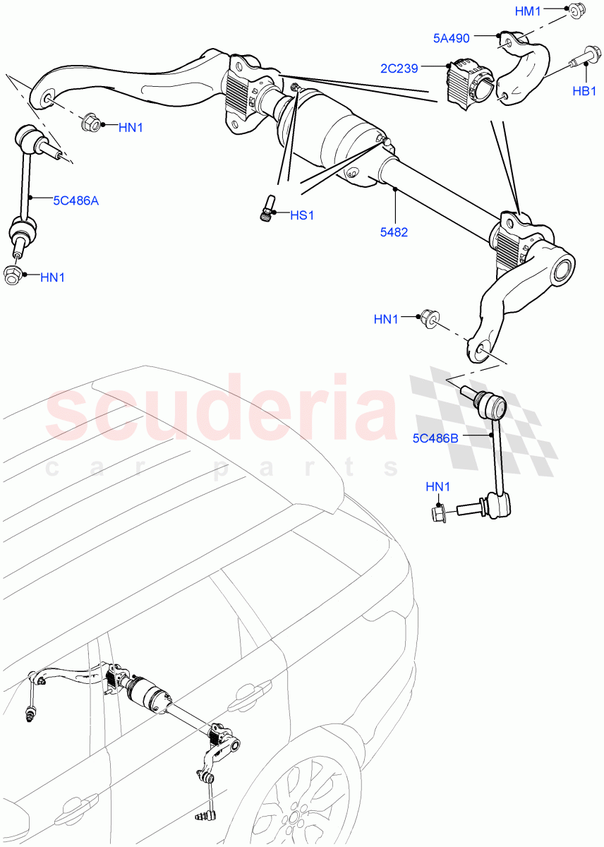 Active Anti-Roll Bar System(Active Stabilizer Bar, Rear)(Electronic Air Suspension With ACE,Sport Suspension w/ARC)((V)FROMKA000001) of Land Rover Land Rover Range Rover Sport (2014+) [3.0 Diesel 24V DOHC TC]