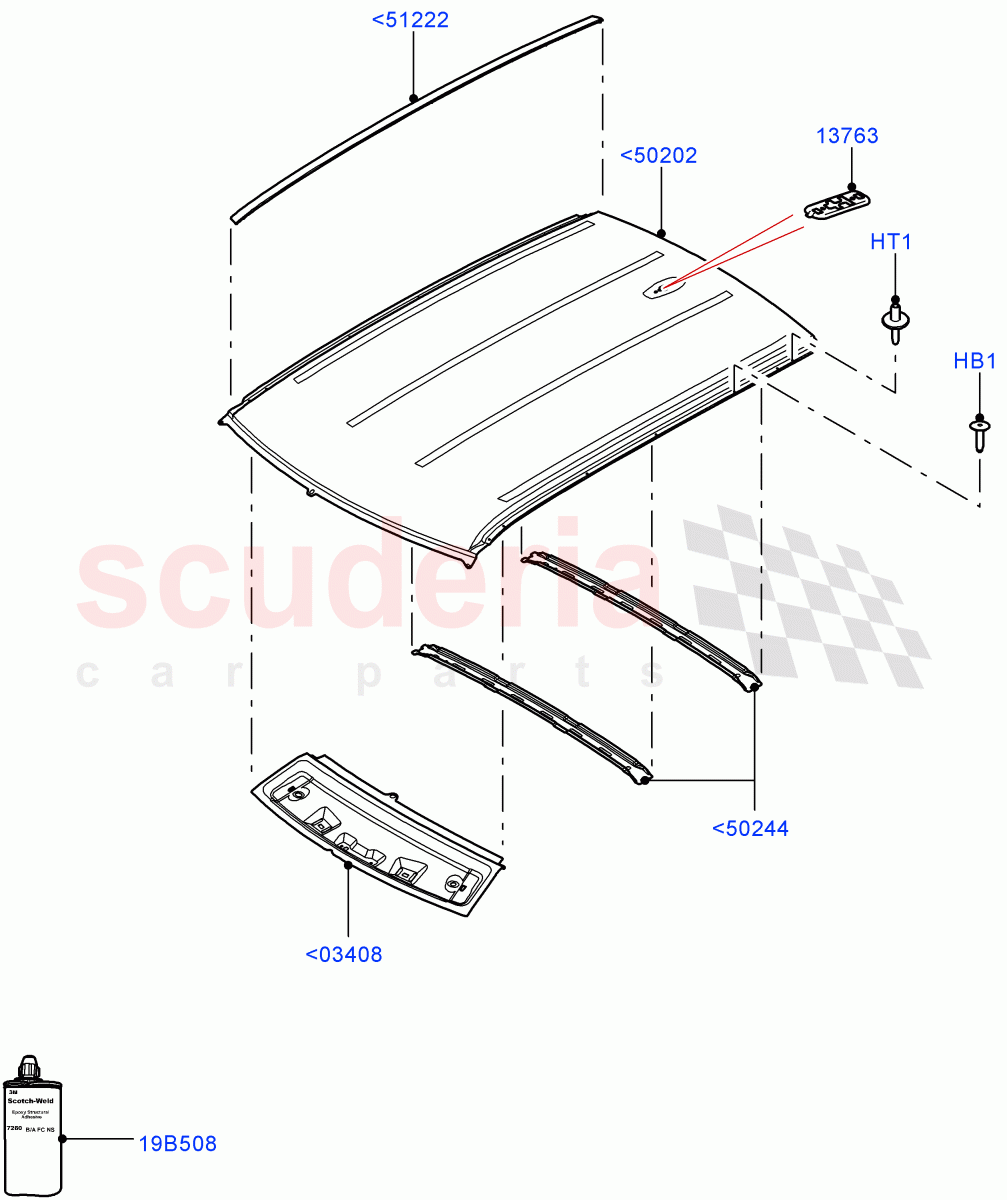 Roof - Sheet Metal(5 Door,Less Panorama Roof,Halewood (UK),3 Door) of Land Rover Land Rover Range Rover Evoque (2012-2018) [2.0 Turbo Petrol AJ200P]