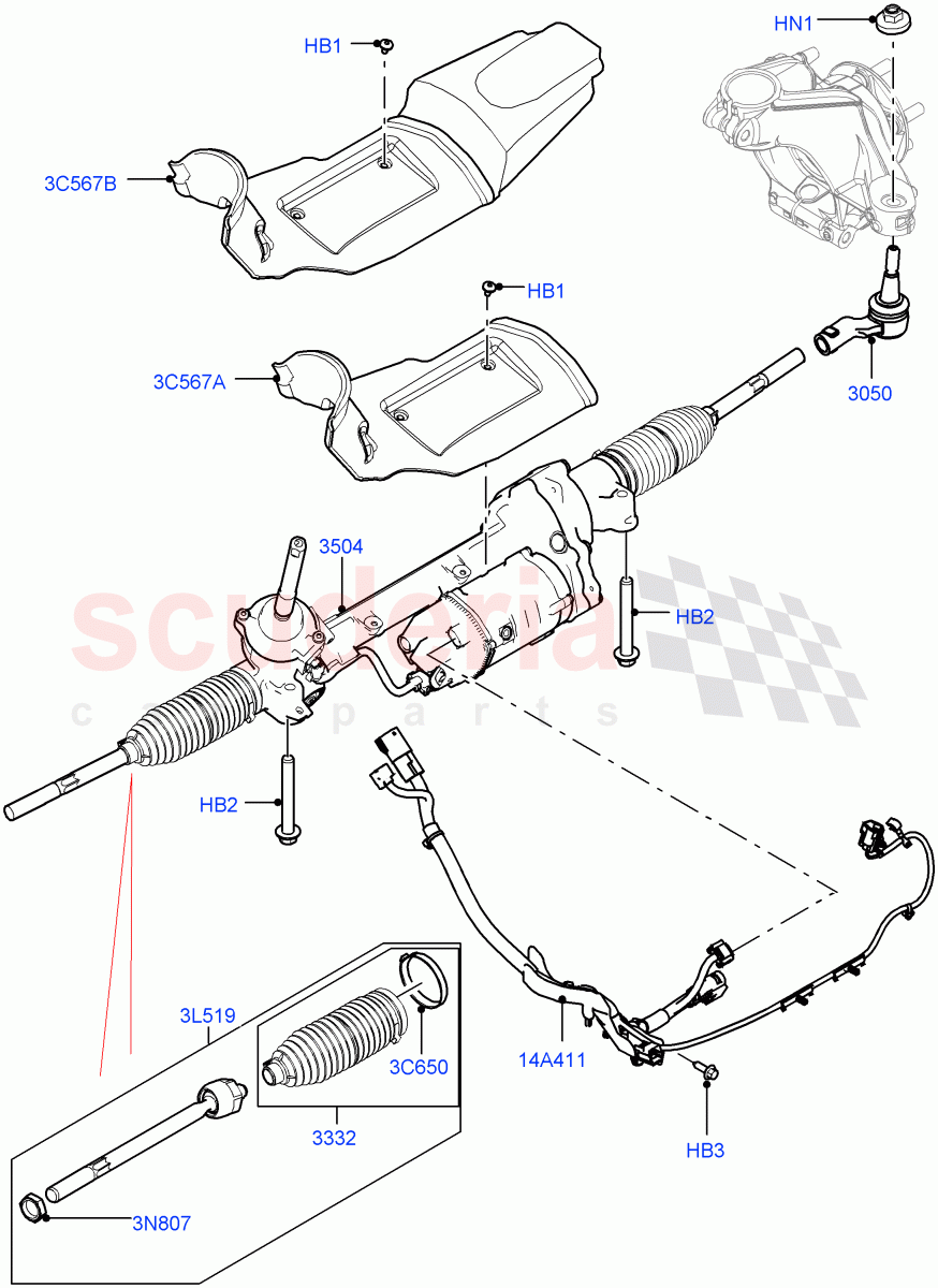 Steering Gear (LHD) (Itatiaia (Brazil)) ((V) FROMGT000001) of Land Rover Land Rover Range Rover Evoque (2012-2018) [2.0 Turbo Petrol GTDI]