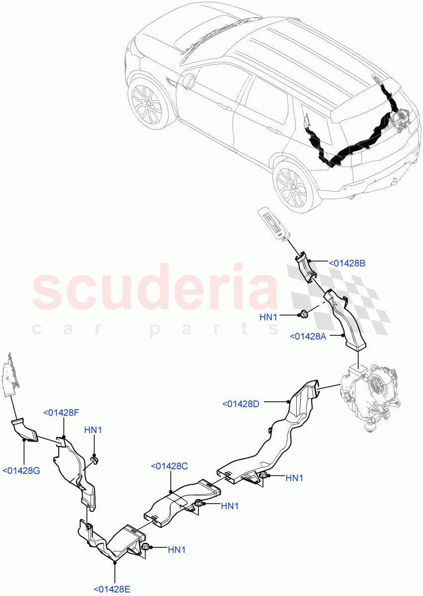 Air Vents, Louvres And Ducts (Internal Components) (Itatiaia (Brazil), Climate Control - Chiller Unit) ((V) FROMGT000001) of Land Rover Land Rover Discovery Sport (2015+) [1.5 I3 Turbo Petrol AJ20P3]