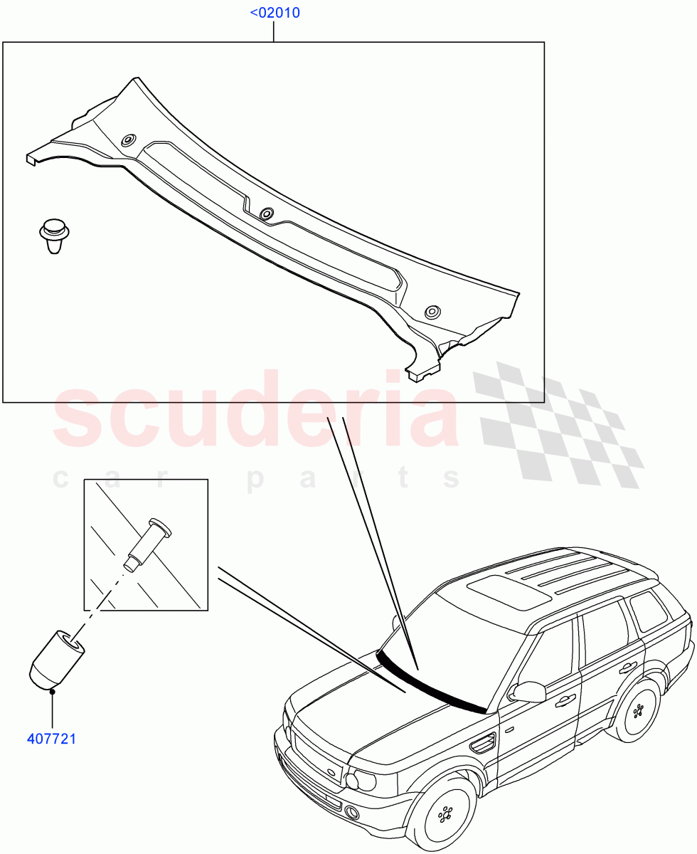 Cowl/Panel And Related Parts((V)TO9A999999) of Land Rover Land Rover Range Rover Sport (2005-2009) [2.7 Diesel V6]