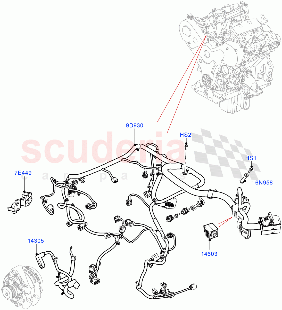 Engine Harness(Nitra Plant Build)(3.0 V6 Diesel)((V)FROMK2000001) of Land Rover Land Rover Discovery 5 (2017+) [2.0 Turbo Diesel]