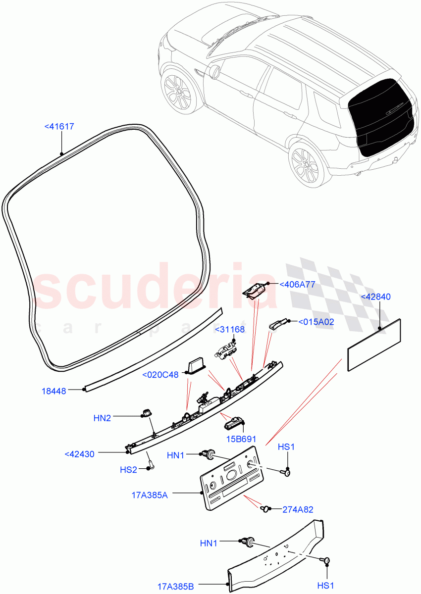 Luggage Compartment Door(Weatherstrips And Seals)(Halewood (UK)) of Land Rover Land Rover Discovery Sport (2015+) [2.0 Turbo Diesel AJ21D4]