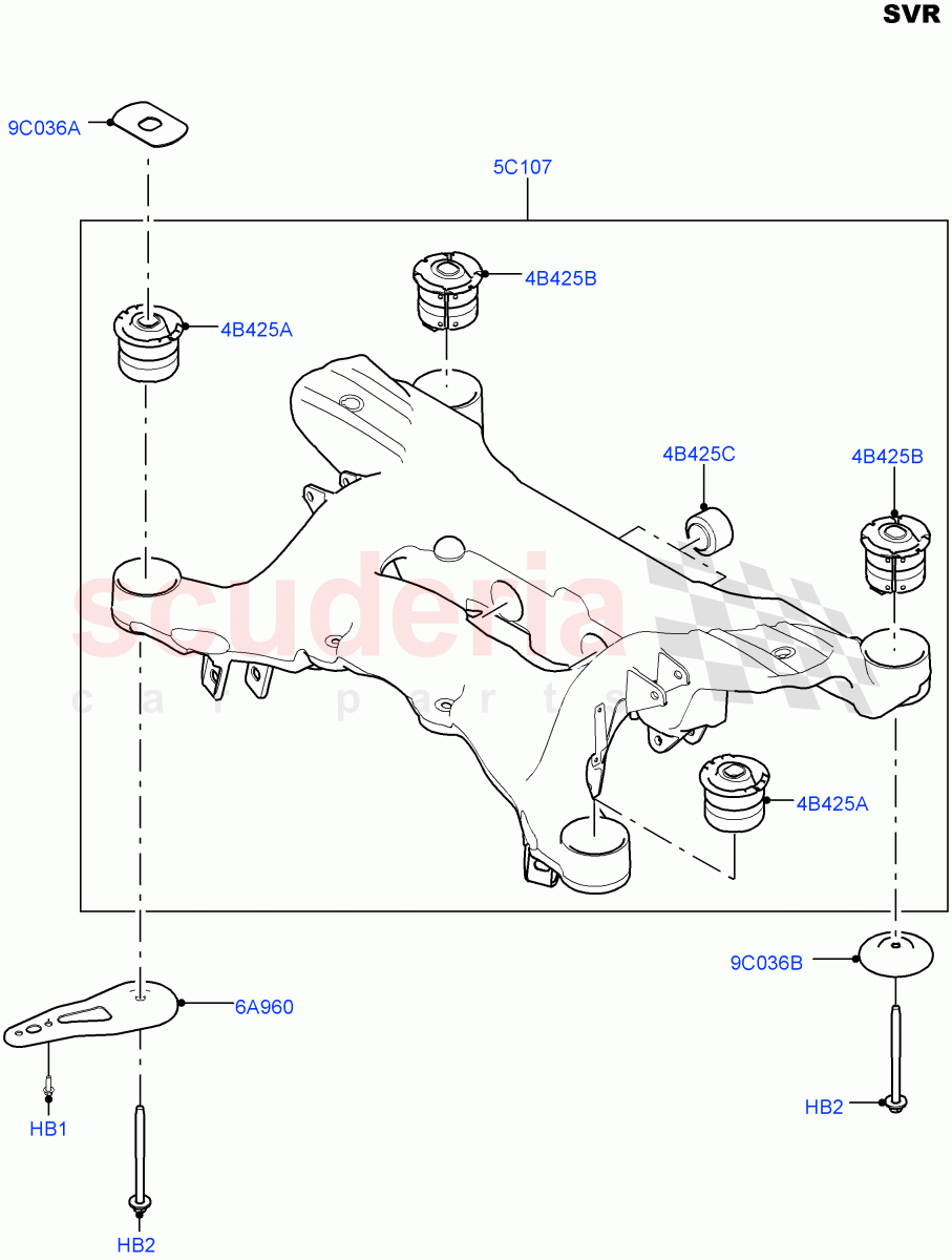 Rear Cross Member & Stabilizer Bar(Crossmember)(SVR Version,SVR)((V)FROMFA000001) of Land Rover Land Rover Range Rover Sport (2014+) [2.0 Turbo Petrol GTDI]