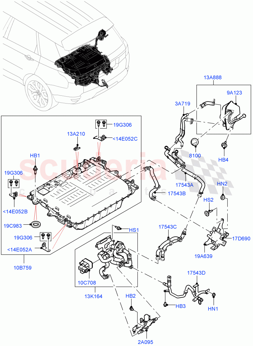 Hybrid Electrical Modules(PHEV Battery And Cooling, Rear Section)(2.0L AJ200P Hi PHEV)((V)FROMJA000001) of Land Rover Land Rover Range Rover Sport (2014+) [3.0 DOHC GDI SC V6 Petrol]