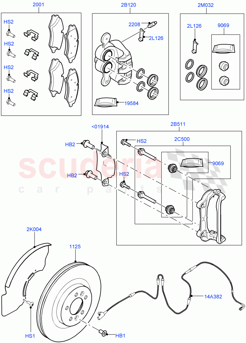 Front Brake Discs And Calipers(Front Disc And Caliper Size 19)((V)FROMGA000001,(V)TOGA150000) of Land Rover Land Rover Range Rover Sport (2014+) [2.0 Turbo Petrol AJ200P]