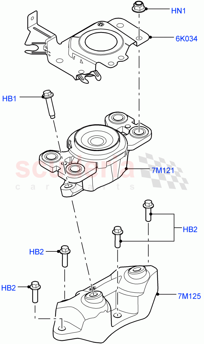 Transmission Mounting (2.0L I4 DSL MID DOHC AJ200, 9 Speed Auto AWD, Itatiaia (Brazil), 2.0L I4 DSL HIGH DOHC AJ200) ((V) FROMGT000001) of Land Rover Land Rover Range Rover Evoque (2012-2018) [2.0 Turbo Diesel]