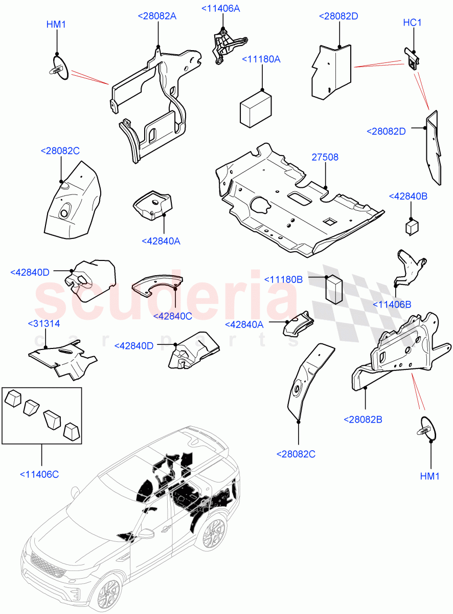 Insulators - Rear (Solihull Plant Build) ((V) FROMHA000001) of Land Rover Land Rover Discovery 5 (2017+) [3.0 Diesel 24V DOHC TC]