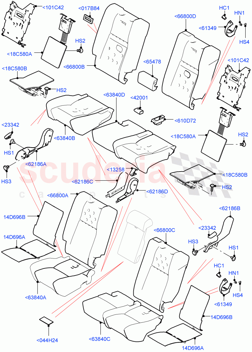 Rear Seat Pads/Valances & Heating(With 60/40 Manual Fold Thru Rr Seat) of Land Rover Land Rover Range Rover (2012-2021) [2.0 Turbo Petrol AJ200P]