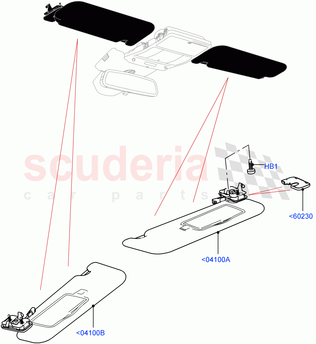 Headlining And Sun Visors(Itatiaia (Brazil)) of Land Rover Land Rover Range Rover Evoque (2019+) [1.5 I3 Turbo Petrol AJ20P3]