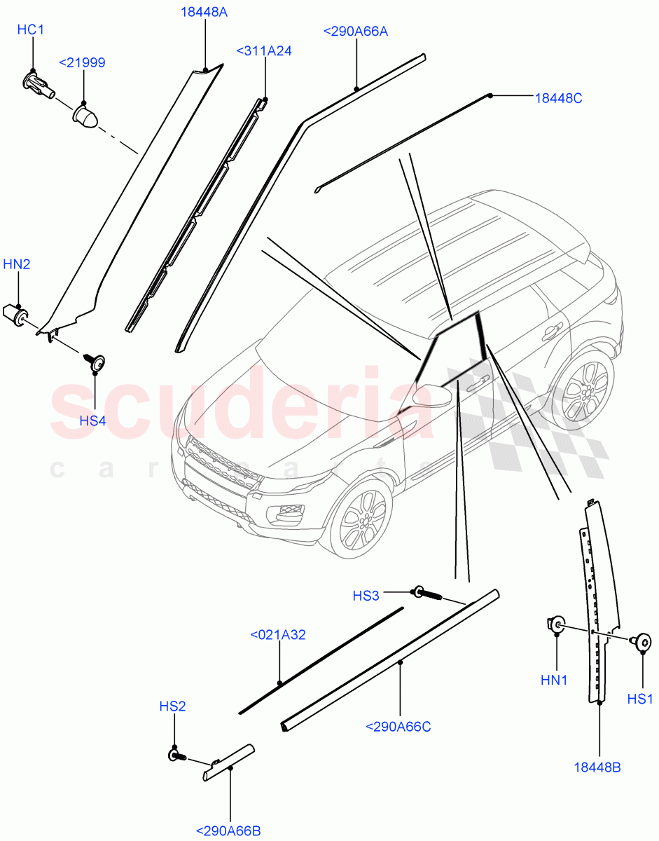Front Doors, Hinges & Weatherstrips (Finishers) (5 Door, Itatiaia (Brazil)) ((V) FROMGT000001) of Land Rover Land Rover Range Rover Evoque (2012-2018) [2.0 Turbo Diesel]
