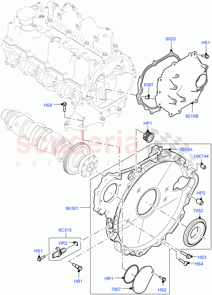 Timing Gear Covers (Solihull Plant Build) (2.0L I4 DSL HIGH DOHC AJ200, 2.0L I4 DSL MID DOHC AJ200) ((V) FROMHA000001) of Land Rover Land Rover Range Rover Sport (2014+) [2.0 Turbo Diesel]