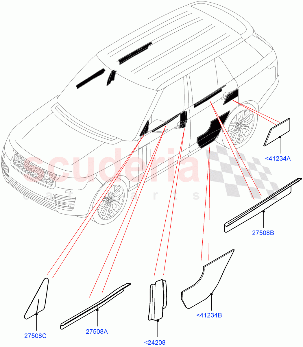 Insulators - Rear (Front And Rear Door) ((V) FROMFA212506) of Land Rover Land Rover Range Rover (2012-2021) [2.0 Turbo Petrol AJ200P]