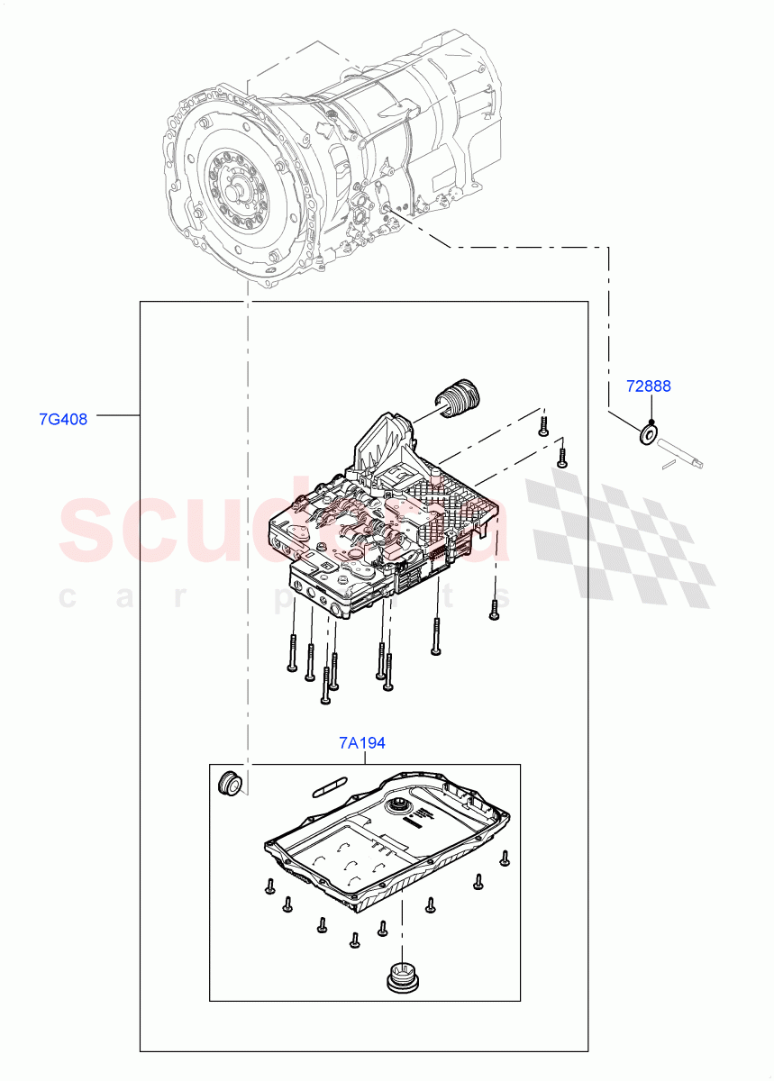 Valve Body - Main Control & Servo's(3.0L DOHC GDI SC V6 PETROL,8 Speed Auto Trans ZF 8HP70 4WD,4.4L DOHC DITC V8 Diesel,3.0 V6 Diesel,3.0 V6 D Gen2 Twin Turbo)((V)FROMBA000001) of Land Rover Land Rover Discovery 4 (2010-2016) [3.0 Diesel 24V DOHC TC]