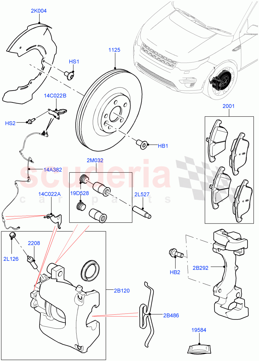 Front Brake Discs And Calipers(Halewood (UK))((V)TOGH999999) of Land Rover Land Rover Discovery Sport (2015+) [2.0 Turbo Petrol AJ200P]