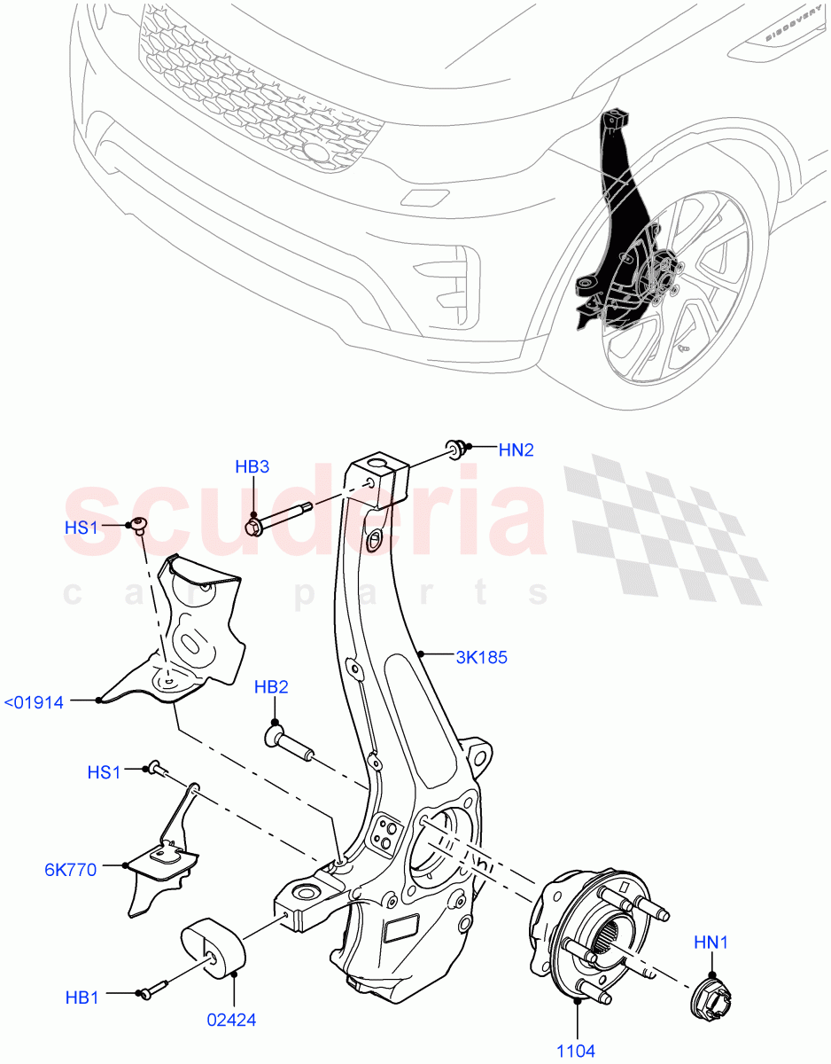 Front Knuckle And Hub(Nitra Plant Build)((V)FROMM2000001) of Land Rover Land Rover Discovery 5 (2017+) [3.0 I6 Turbo Diesel AJ20D6]