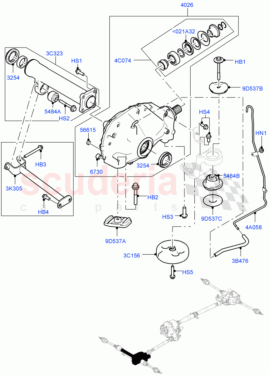 Front Axle Case(Nitra Plant Build)(3.0L DOHC GDI SC V6 PETROL,2.0L I4 High DOHC AJ200 Petrol)((V)FROMK2000001,(V)TOL2999999) of Land Rover Land Rover Discovery 5 (2017+) [3.0 I6 Turbo Diesel AJ20D6]