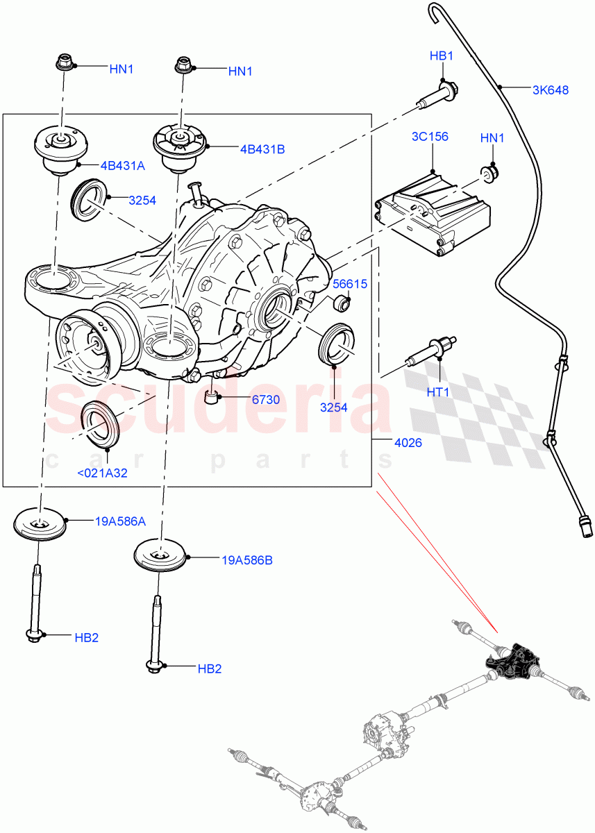 Rear Axle(3.0 V6 Diesel,8 Speed Auto Trans ZF 8HP70 4WD,Rear Axle Open Style Differential,8 Speed Auto Trans ZF 8HP76,8 Speed Auto Trans ZF 8HP45,4.4L DOHC DITC V8 Diesel,8HP Gen3 Hybrid Trans,With Petrol Engines,3.0L AJ20D6 Diesel High)((V)FROMHA000001) of Land Rover Land Rover Range Rover (2012-2021) [3.0 Diesel 24V DOHC TC]