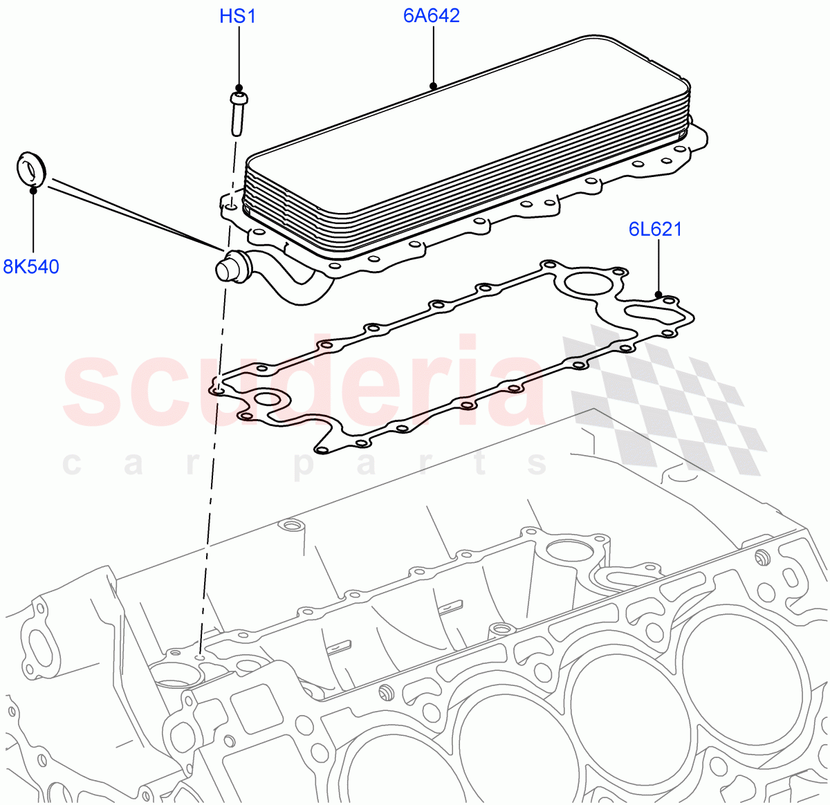 Oil Cooler And Filter(Oil Cooler)(5.0L OHC SGDI SC V8 Petrol - AJ133,5.0 Petrol AJ133 DOHC CDA,5.0L P AJ133 DOHC CDA S/C Enhanced)((V)FROMAA000001) of Land Rover Land Rover Range Rover Sport (2014+) [5.0 OHC SGDI SC V8 Petrol]