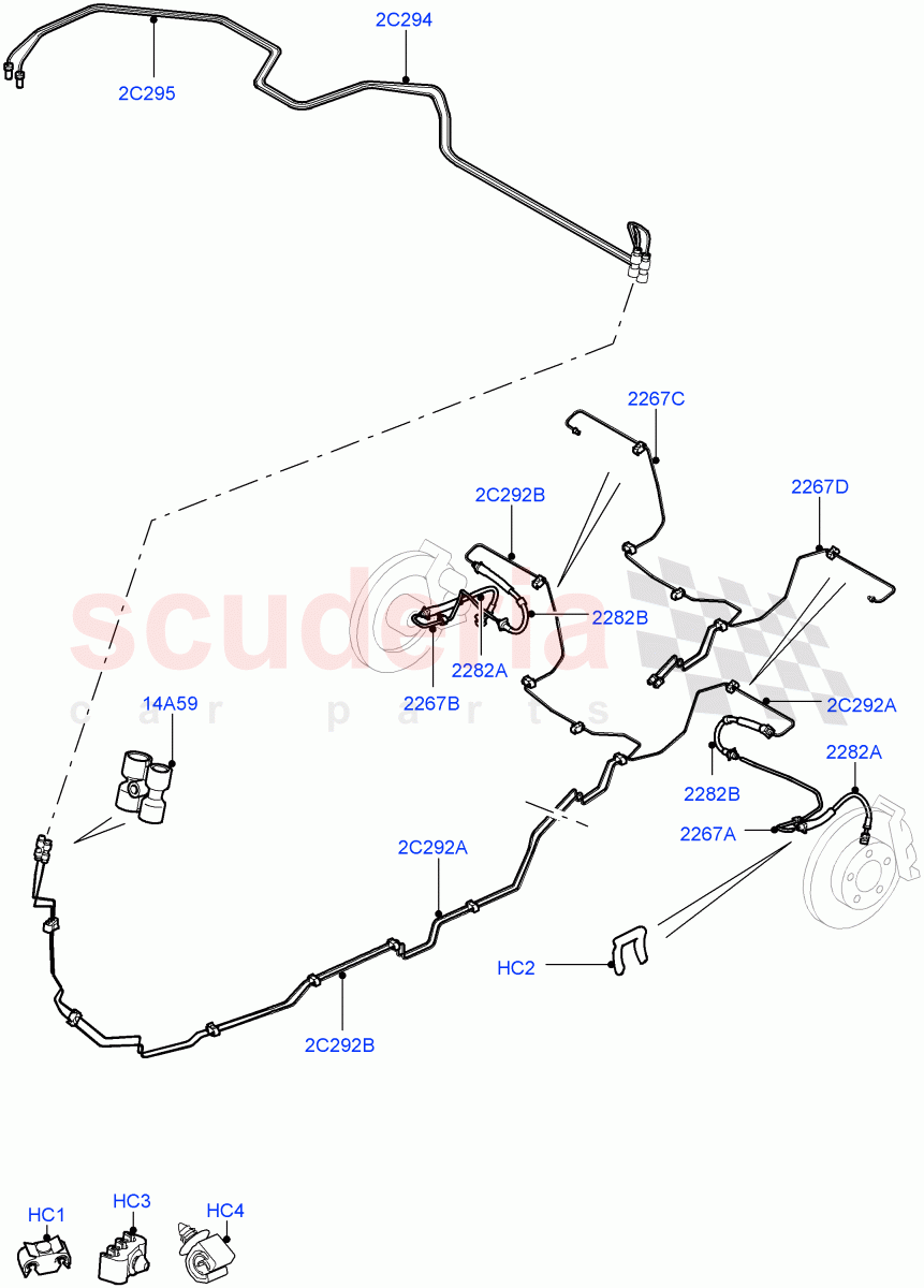 Rear Brake Pipes(RHD)((V)FROMAA000001) of Land Rover Land Rover Discovery 4 (2010-2016) [3.0 Diesel 24V DOHC TC]