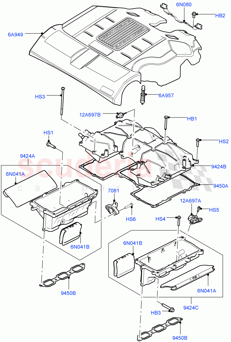 Inlet Manifold (Manifolds, Intercooler And Cover, Solihull Plant Build) (3.0L DOHC GDI SC V6 PETROL) ((V) FROMEA000001) of Land Rover Land Rover Range Rover (2012-2021) [3.0 DOHC GDI SC V6 Petrol]