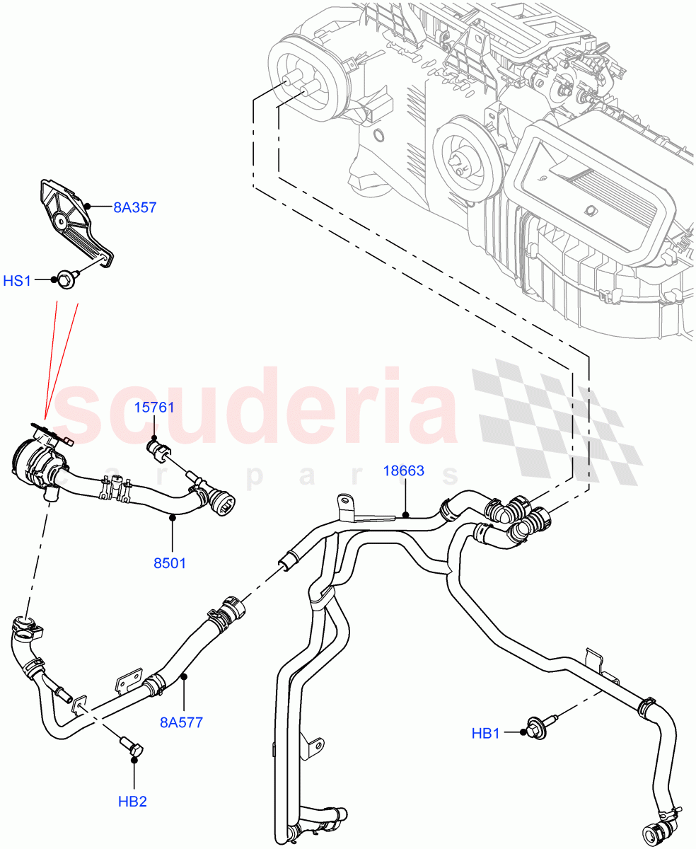 Heater Hoses (Nitra Plant Build) (3.0L AJ20D6 Diesel High, With Ptc Heater, Premium Air Conditioning-Front/Rear, Less Heater) ((V) FROMM2000001) of Land Rover Land Rover Discovery 5 (2017+) [2.0 Turbo Diesel]
