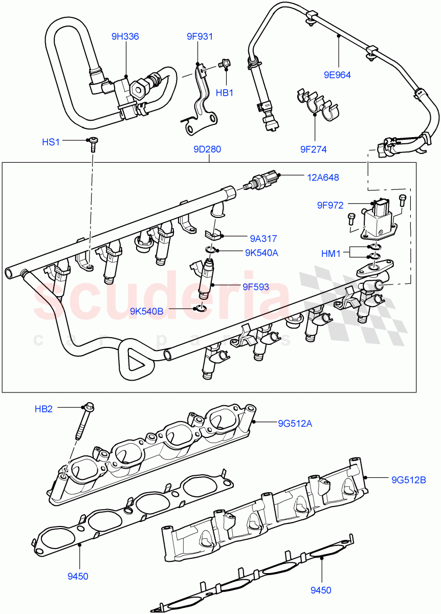 Fuel Injectors And Pipes(AJ Petrol 4.2 V8 Supercharged) of Land Rover Land Rover Range Rover Sport (2005-2009) [4.2 Petrol V8 Supercharged]