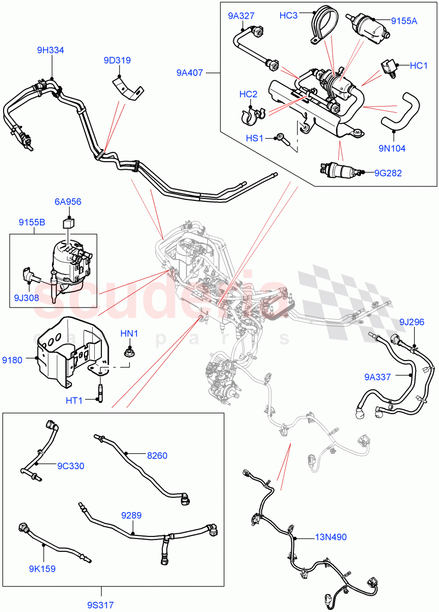 Fuel Filter (2.0L I4 DSL MID DOHC AJ200, Halewood (UK), Fuel Tank-Diesel With Filters, 2.0L I4 DSL HIGH DOHC AJ200) of Land Rover Land Rover Range Rover Evoque (2012-2018) [2.0 Turbo Diesel]